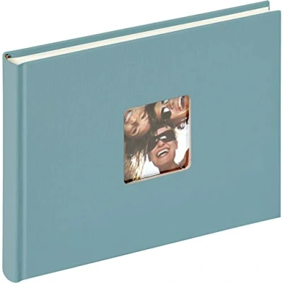 Image of Walther design FA 207 K Fun Trend book bound album with die cut for your personal picture, 8.7 x 6.3 inch (22 16 cm), 40 white pages, petrol green