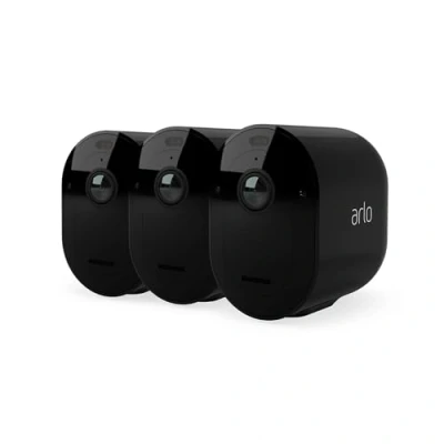 Image of Arlo Pro 4 Security Camera Outdoor, 2K HDR, Wireless CCTV, 6 Month Battery, Colour Night Vision, 2 Way Audio, Built in Siren, No Hub Needed, 3 Cam Kit, Free Trial of Secure Plan, Black