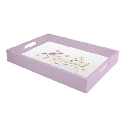 Image of Gem Imports Mum You&#039;re Blooming Lovely Lilac Wooden Breakfast Tray 35.5cm, MOT6168OBGIMPBLM