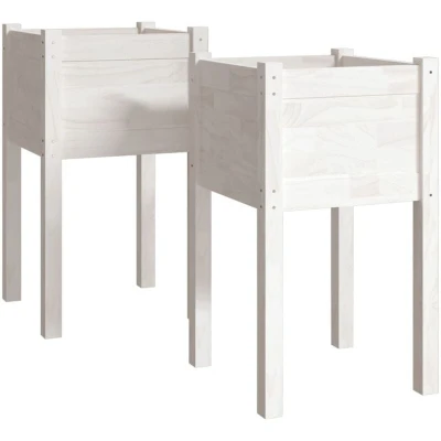 Image of vidaXL Garden Planters 2 pcs White 40x40x70 cm Solid Pinewood