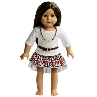 Image of The New York Doll Collection Complete Outfit For 18 inch / 46cm Fashion Dolls Includes Vintage Dress with Belt Necklace Fits Clothes Accessories