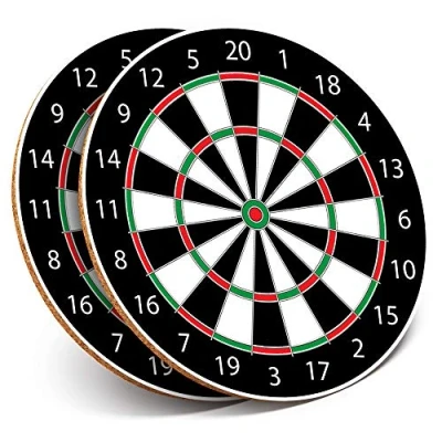 Image of 2 x Round Coasters Dart Board Darts Game Cork Backed Home Kitchen Accessory Tea Coffee Mug Mat #4643