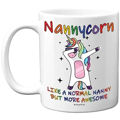 Image of Stuff4 Nanny Birthday Gifts Nannycorn Best Mugs, Happy Mug, Special Christmas Nan from Grandchildren, Funny Xmas Tea Coffee Cup Cups, 11oz Ceramic Dishwasher Safe Mugs