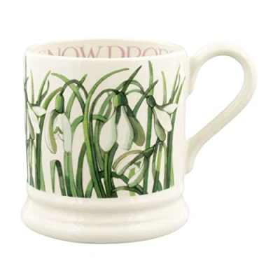 Image of Emma Bridgewater Large Mug 1/2 Pint, Ceramic Coffee Stoneware Mug, Cappuccino, Latte, Coffee, Tea Cup Beautiful Mugs, Birthday Gift Snowdrop