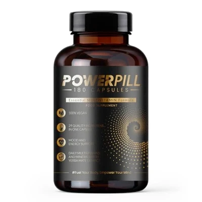 Image of Multivitamin for Men &amp; Women 180 Capsules 6 Months Supply 29 Multivitamins Minerals with Vitamin D3, Iron, Zinc, B Complex, Folic Acid, Vegan, Yerba Mate One a Day by POWERPILL