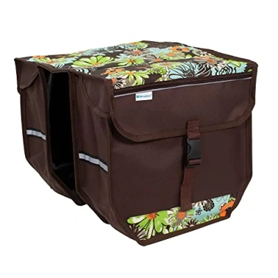 Image of BikyBag Model T Bicycle Double Panniers Bag Fashion Cycle Bike (Green Meadow)