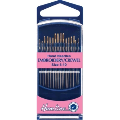 Image of Hemline H280G.510 Gold Eye Embroidery/Crewel Hand Sewing Needles 16 Pk Size 5 10