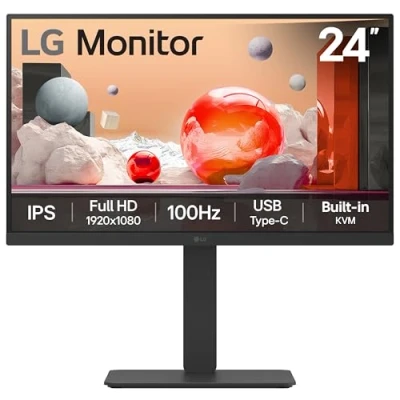 Image of LG Electronics Monitor 24BA650, 24 Inch, FHD 1080p, 100Hz, 5ms Response Time, IPS Panel, HDMI, DisplayPort, USB C (Black)