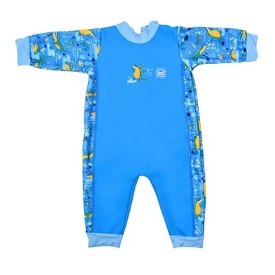 Image of Splash About Unisex Kids Warm In Baby Wetsuit One Piece Swimsuit, Crocodile Swamp, 6 12 Months EU
