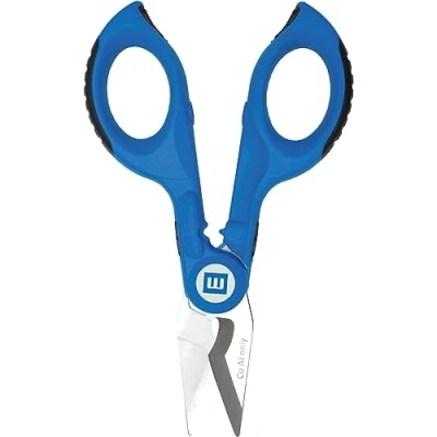 Image of WEICON Cable Scissors No. 35 Electricians&#039; Shears with Stripping Function Cutting Crimping Including Protective Sheath, Blue/Red, one Size, 52000035