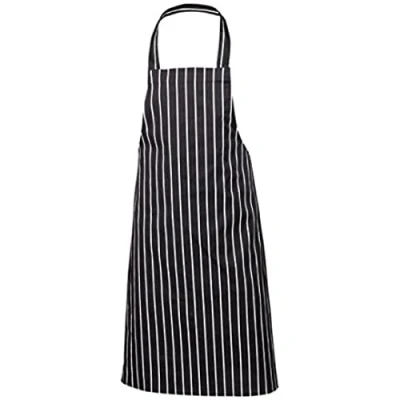 Image of Genware NEV NA08 Navy Butchers Stripe Bib Apron, 87 cm x 100