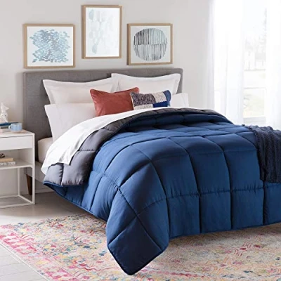 Image of Linenspa 4 Seasons Microfibre Duvet All Season Ultra Soft 200 x cm, Navy Blue/Graphite