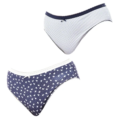 Image of Janira Womens Pack of 2 Brislip Coquettes Cotton Panties JPB3 Women Blue Size Medium