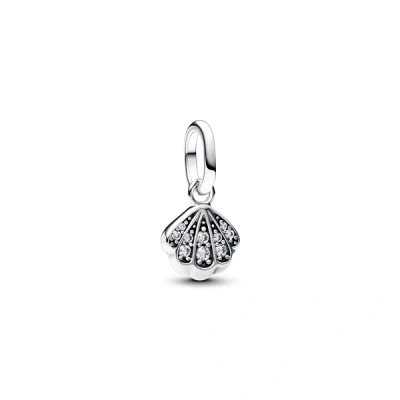 Image of Pandora Silver Sparkling Shell Mini Dangle Charm