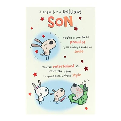 Image of UK Greetings Birthday Card for Son Poem Design, Orange, 149mm x 229mm