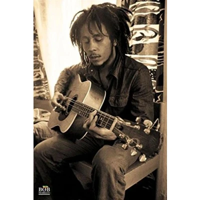 Image of Pyramid International Bob Marley Acoustic Guitar Sepia Music Cool Wall Decor Art Print Poster 60x90