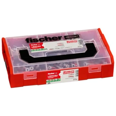 Image of fischer FixTainer DuoPower and DuoSeal Box, with 200 Universal Dowels &amp; DuoSeal, Includes Screws, for Best Load Values Fixings in Wet Rooms, Bathroom Against Mould