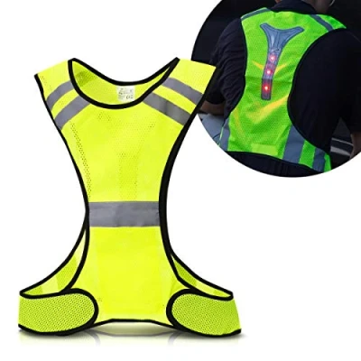 Image of kwmobile Reflective LED Vest Light Up with 3 Lights and Reflector Stripes for Running, Jogging, Cycling at Night
