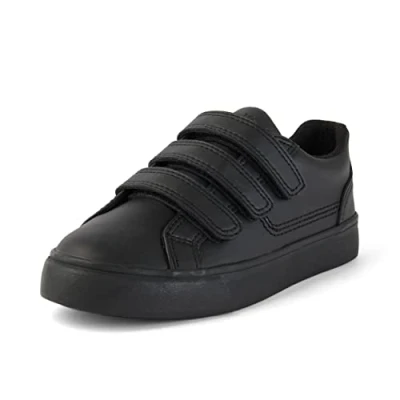 Image of Kickers Youth Unisex Tovni Triple Strap School Shoes, Vegan Black, 4 UK
