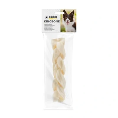 Image of Croci King Bone braid for dogs, Chew reward snack dogs in natural cowhide, dental stick teeth cleaning, 20 cm 90 g