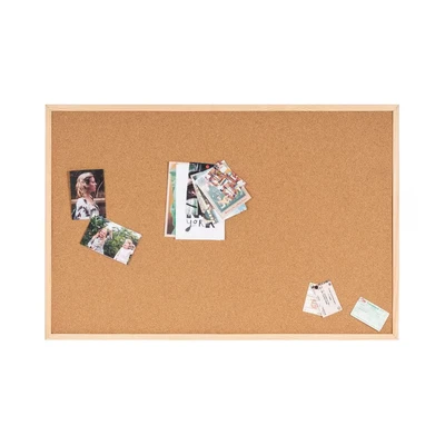Image of Bi Office Reversible Notice Board, Cork and Felt , Wood Frame, Red, 90 x 60 cm