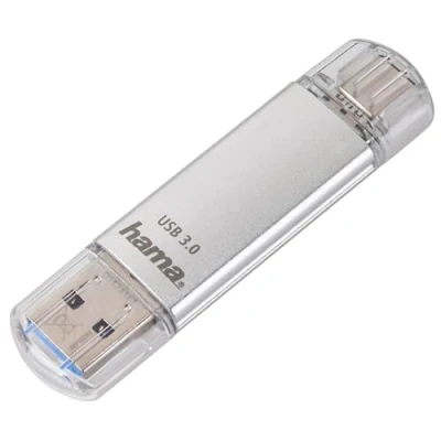 Image of Hama USB Flash Drive with 3.0 &amp; 3.1 Type C Silver 128 GB, 00181073