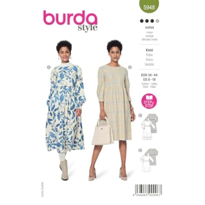 Image of burdastyle Dress Sewing Pattern size 8 16, Level 3 for Advanced Users, Multi Cut