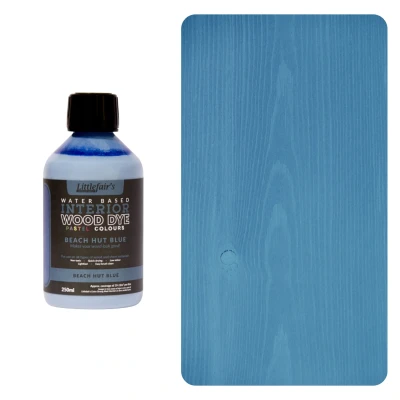 Image of Littlefair&#039;s Wood Stain Water Based 250 ml Indoor Furniture Light &amp; Dark Finishes Special Non Toxic Eco Friendly Formula for Crafts Colour: Beach Hut Blue
