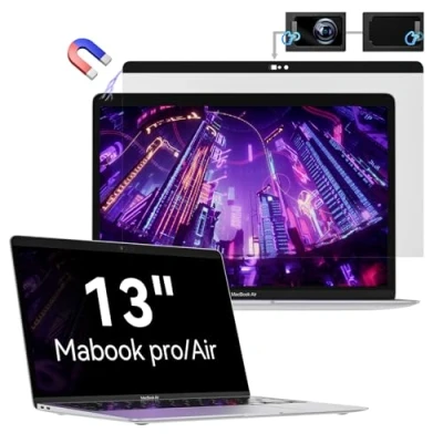 Image of Privacy Screen for MacBook Pro 13 Inch(2016 2022, M1, M2)/MacBook Air in (2018 2021, M1), Magnetic Removable Anti Glare Blue Light Filter with Camera Cover,Anti Spy Laptop Protector