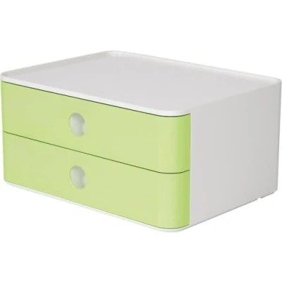 Image of Han 1120 80 ALLISON SMART box, designer drawer stackable with 2 drawers, Lime Green