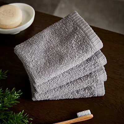 Image of Catherine Lansfield Quick Dry Cotton 4 Pack Face Cloth Grey