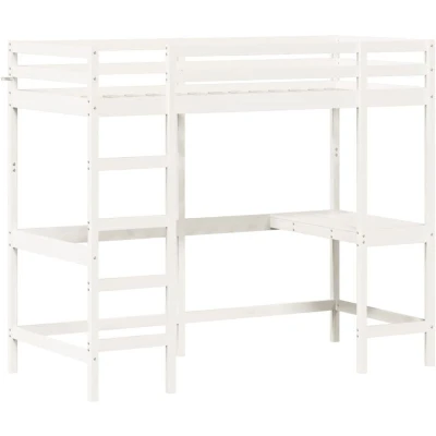 Image of vidaXL Loft Bed without Mattress White 100x200 cm Solid Wood Pine