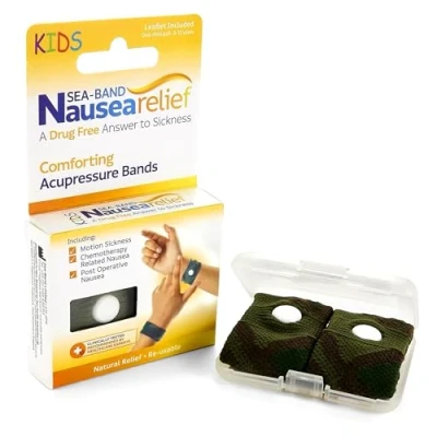 Image of Sea Band Travel &amp; Motion Sickness and Nausea Relief Acupressure Wristband Kids (Green), 1 Pair