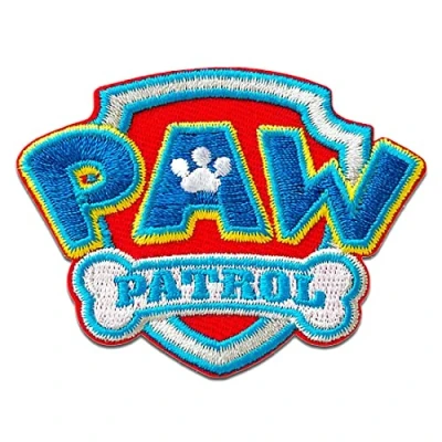 Image of Iron on Patches Paw Patrol Logo Blue 4,7x6,4cm Spin Master Application Embroided Patch Badges