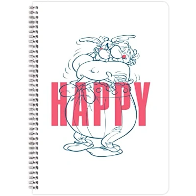 Image of Clairefontaine 813057C An Obélix Spiral Notebook A5 14.8x21cm 148 Lined Pages White 90g paper Matte finish with varnish on patterns Asterix Collection 4 visuals, random delivery