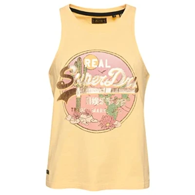 Image of Superdry Women&#039;s Vest T Shirt Dress, Sunburst Orange Slub, 10 (S)
