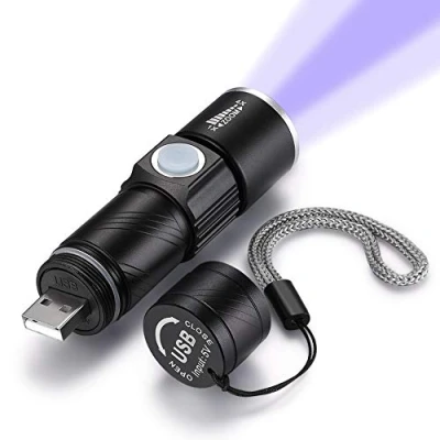 Image of UV 365nm Flashlight USB Rechargeable DARKBEAM Ultraviolet led Light Blacklight Wood&#039;s lamp Portable 400nm Mini Detector for Dog/Cat Urine Pet Stains, Anti counterfeiting Identification, Resin Curing