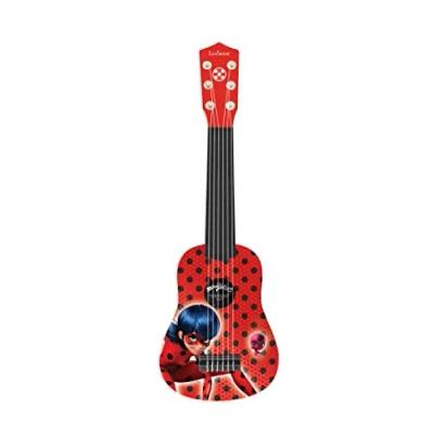 Image of LEXIBOOK K200MI Tales of Ladybug &amp; Cat Noir Miraculous My First Guitar for Children, 6 Nylon Strings, 21’’ Long, Guide Included, Red/Black