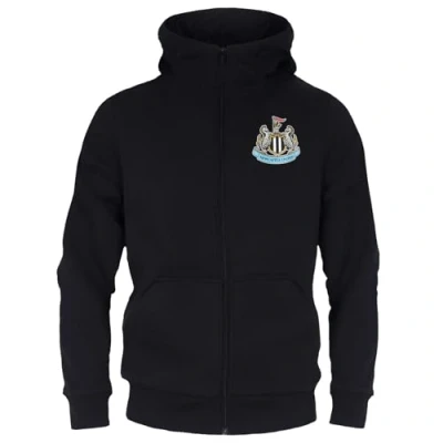 Image of Newcastle United FC Official Football Gift Boys Fleece Zip Hoody Black 10 11 Yrs