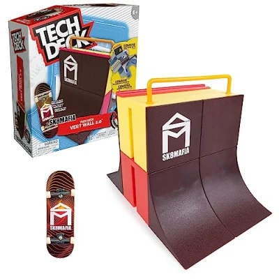 Image of Tech Deck Finger Skate Starter Set X Connect SK8MAFIA Green Wall Skatepark 100% Customisable to Build and Personalise + 1 Exclusive Skateboard Mini Toy
