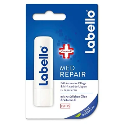 Image of Labello Med Repair Lip Balm with Sun Protection (SPF 15) and Vitamin E for Intensive Protection, without Mineral Oils