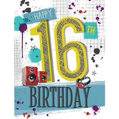 Image of Piccadilly Greetings Traditional Juvenile Birthday Card Age 16 M 8 x 6 inches