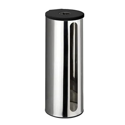 Image of WENKO 23356100 Turbo Loc® spare toilet paper holder Detroit Wall mounted roll for 3 rolls, fixing without drilling, Stainless steel, 13.5 x 36 14 cm, Shiny