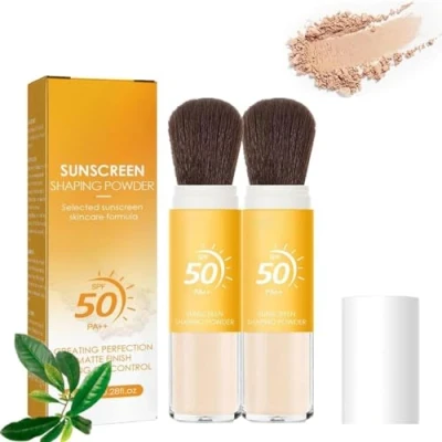 Image of Mineral Sunscreen Powder Spf50, Naturally Controlled Oily Matte, Keeps Skin Long And Breathable, Delicate Translucent Brushes, Suitable For All Types Of 8g (2 PCs)