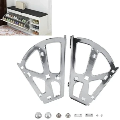 Image of Shoes Drawer Cabinet Hinges 2Pcs Stainless Steel Turing Rack Replacement Fittings(2 Layers)