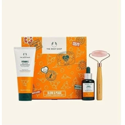 Image of The Body Shop Glow &amp; Peace Vitamin C Skincare Gift, Face Polish, Skin Serum