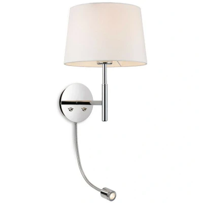 Image of Seymour Classic Switched Wall Lamp with Adjustable Reading Light Chrome Cream Shade