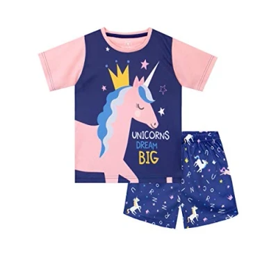 Image of Harry Bear Girls Short Pyjamas Unicorn Blue 8 9 Years