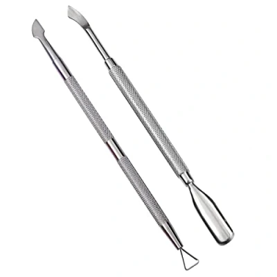 Image of LuoshaPUCY Cuticle Pusher, 2 Pack Stainless Steel Nail Cleaner Tool, Dual Head Remover, Manicure Pedicure Gel Polish Remover for Removing Dead Skin on Fingers