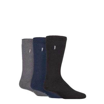 Image of Jeep Mens Thermal Boot Socks &#039;Renegade&#039; 2.3 TOG Warm, Cushioned, Chunky for Outdoor Walking in Winter Size 6 11 3 Pair Multipack Black Navy Grey
